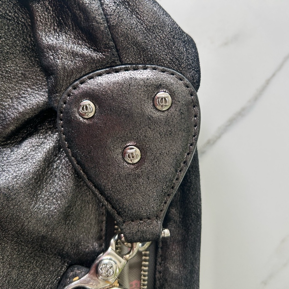 Vintage Juicy Couture Black Metallic Leather Shoulder Bag - Picture 12 of 14